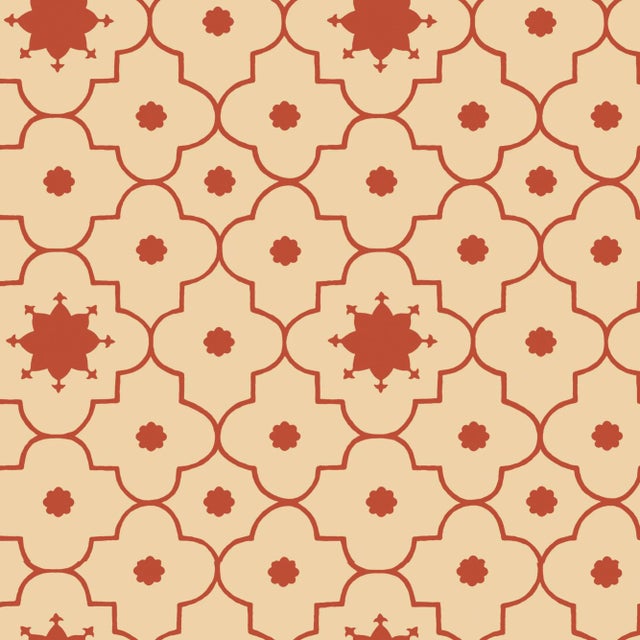 Schumacher Taj Trellis Wallpaper in Pomegranate For Sale