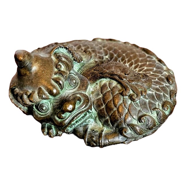 Meiji Bronze The Sleeping Dragon Paperweight For Sale