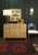 Tan Matthew Izzo Home Michelle Light Burlwood Four Door Chest With Glass Top and Brass Knobs For Sale - Image 8 of 9