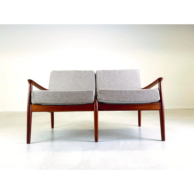 Brown Mid-Century Teak 2-Seater Sofa by Svend Åge Madsen for Glostrup, 1960s For Sale - Image 8 of 8