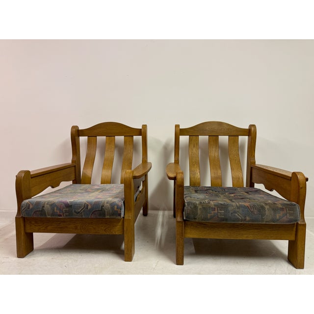 Brutalist Vintage Brutalist Oak Armchairs, 1960s, Set of 2 For Sale - Image 3 of 12