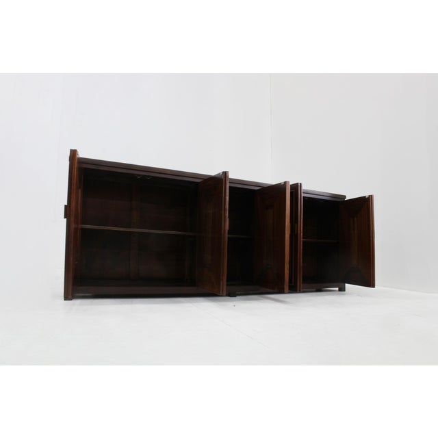 Wood Spanish Brutalist Credenza in Carved Wood, 1970s For Sale - Image 7 of 13