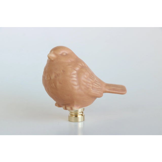Stoneware Bird Lamp Finials on Brass Hardware - a Pair For Sale - Image 4 of 8