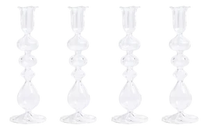 Marais Blown Glass Taper Candle Holders, Set of 4 - Style II