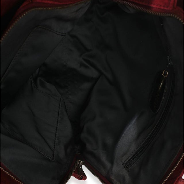 Red Vintage Red Suede Logo Small Tote For Sale - Image 8 of 8