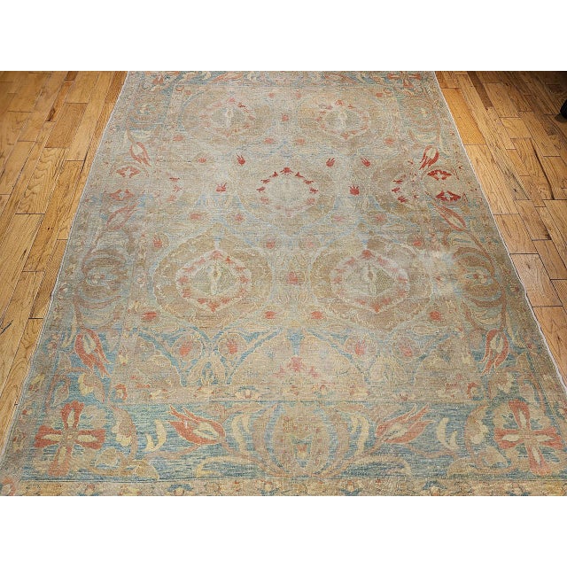 Textile Vintage Turkish Oushak Rug, Hand-Knotted Wool, Allover Floral Design, 9' x 12' For Sale - Image 7 of 18