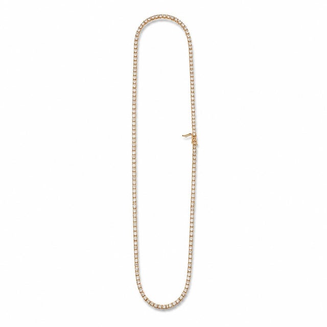 Modern 10k Rose Gold 7 3/8 Ct Tw Natural Diamond Tennis Necklace, 20 In. For Sale - Image 3 of 5