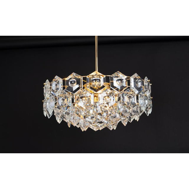Chandelier Gilt Brass and Crystal Glass from Kinkeldey, Germany, 1970s For Sale - Image 14 of 15