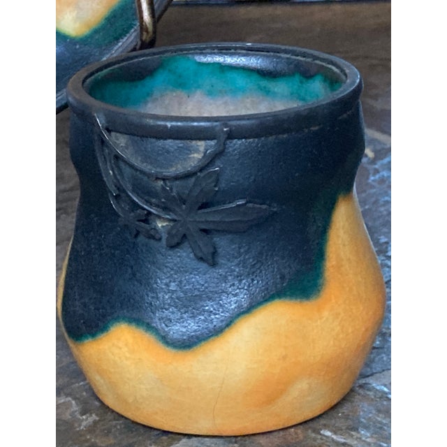 1920s Louis Dage and Eugene Val French Art Deco Ceramic Pottery - Set of 2 Pieces, Platter and Cup, Famous Egg Yolk Glaze For Sale In Houston - Image 6 of 13