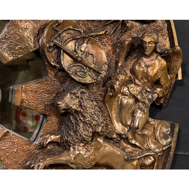 Vintage c.1970's Finesse Originals Gold Zodiac Astrology Mirror / Wall Sculpture in Fiberglass For Sale In Providence - Image 6 of 9