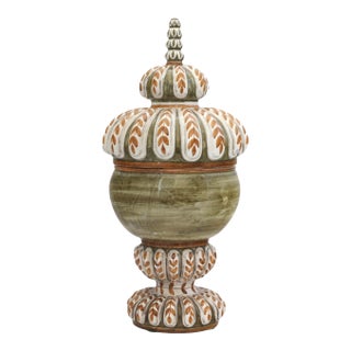 Large Midcentury Italian Faience Covered Urn For Sale