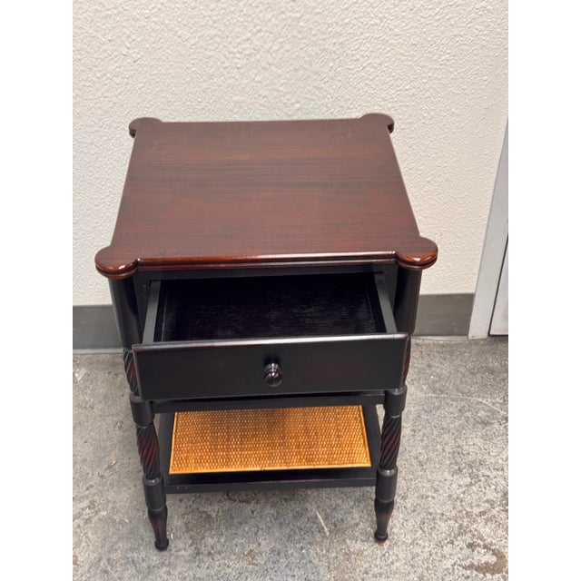 Wood Colonial Revival Turned Leg Cane Side Table For Sale - Image 7 of 12