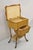 Antique English Victorian Bamboo Rattan Sewing Box Work Stand Side Table. Item features a single drawer, lower shelf, flip...