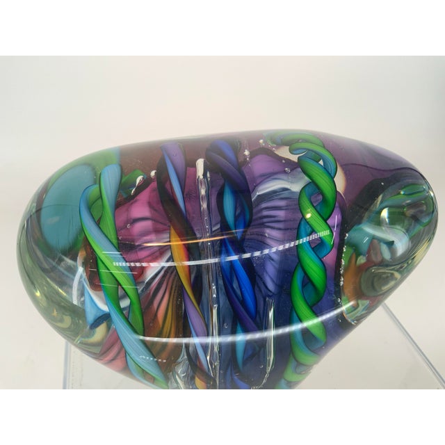 Large Hand Blown Glass Paperweight by Tom Bloyd For Sale - Image 9 of 12