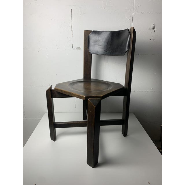 Brutalist Architectural Dining Chairs in Beech Wood, 1970s, Set of 4 For Sale - Image 11 of 18
