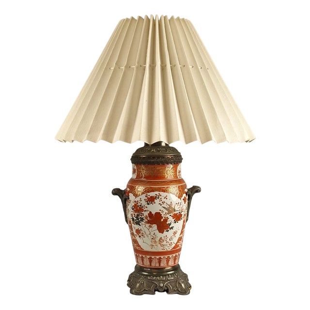 Antique Japanese Kutani Porcelain Vase Table Lamp, 1890s For Sale