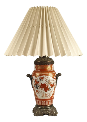 Antique Japanese Kutani Porcelain Vase Table Lamp, 1890s