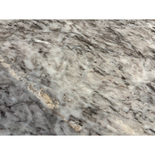 French Vintage French Louis XVI Style Oval Coffee Table With Marble Top and Brass Gallery For Sale - Image 3 of 12