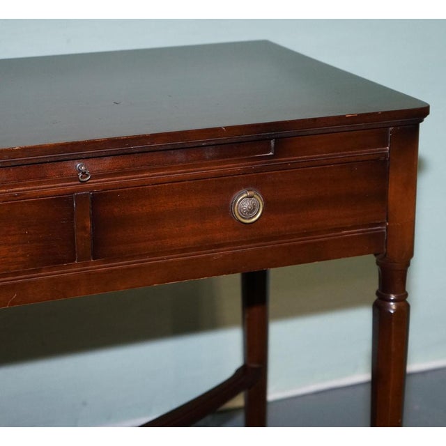 Vintage Strongbow Game Writing Desk with Pull Out Tray with Leather Inlay For Sale - Image 3 of 18