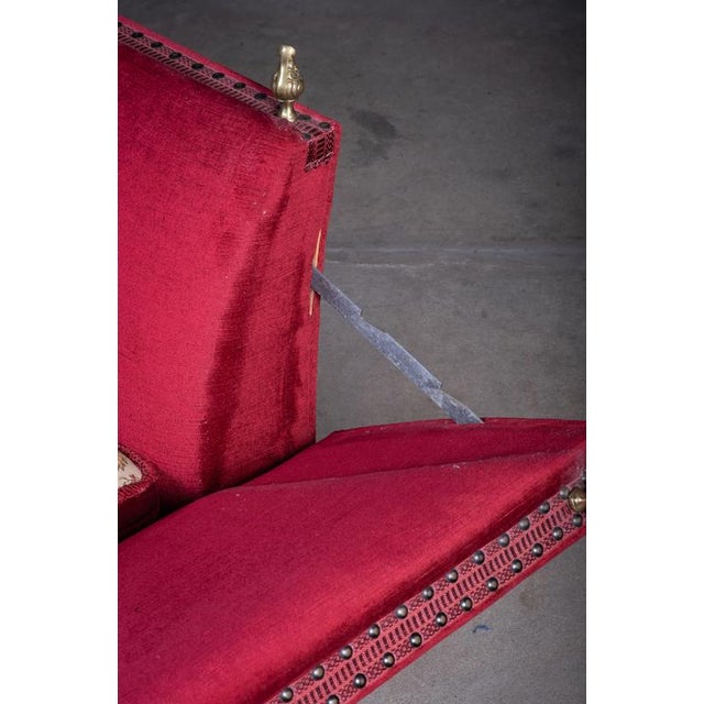 Vintage Red Velvet Knole Sofa with Floral Cushions, 1950s For Sale - Image 10 of 13