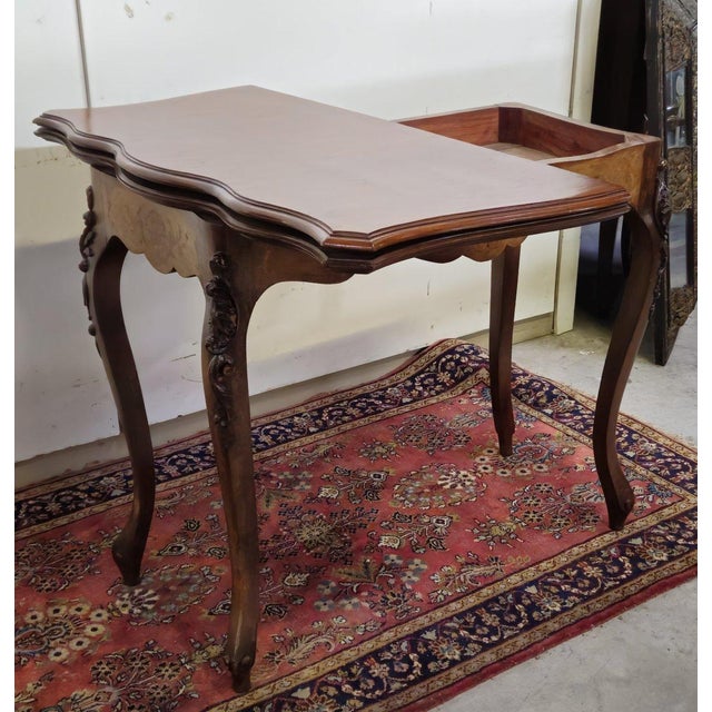 Louis XV Games Table in Marquetry and Mahogany For Sale - Image 5 of 9