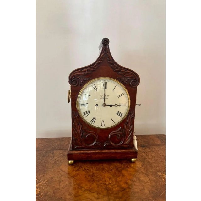 Antique Victorian Mahogany Bracket Clock, 1850s For Sale - Image 10 of 10