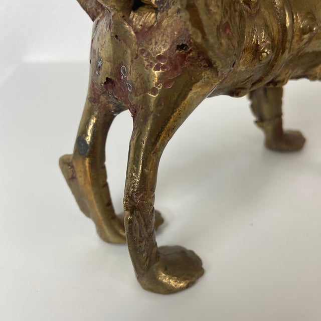 Mid-Century Tibetan Brass or Bronze Guardian Lion Foo Dog Sculpture For Sale - Image 9 of 10