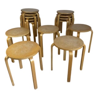 Vintage Stool in Oak For Sale