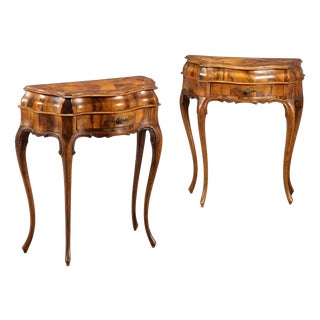 Barocchetto Style Walnut Nightstands, Set of 2 For Sale
