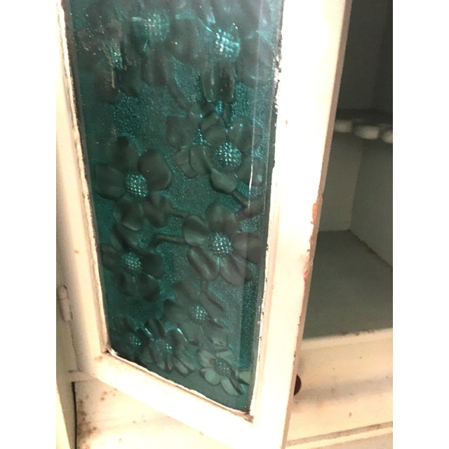 Late 19th Century 19thc Medical Paw Foot Cabinet Desk W/Original Milk Paint & Colored Glass Panels For Sale - Image 5 of 18