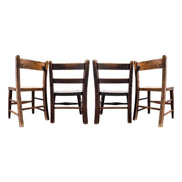 English Children's Chapel Chair from Harlequin, 1940s, Set of 4 For Sale