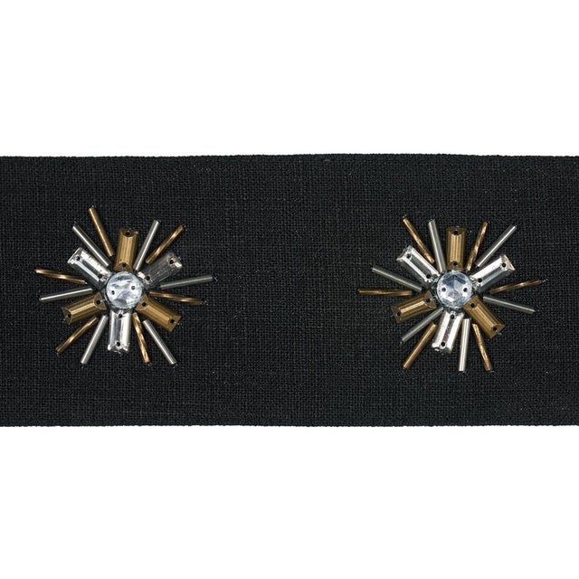 Sample - Schumacher Constellation Beaded Tape in Black For Sale