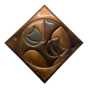 Modern Copper Abstract Wall Art Sculpture Signed Green ‘77