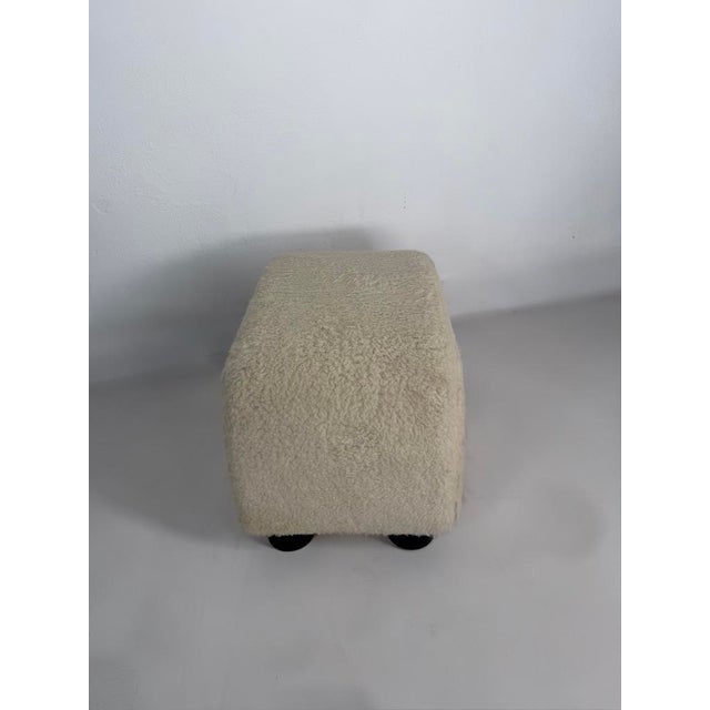 Vintage Scandinavian Bouclé Ottoman, 1980s For Sale - Image 4 of 9