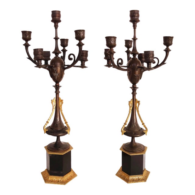 Antique Gilt Bronze Candelabra With Granite BasesPair Chairish