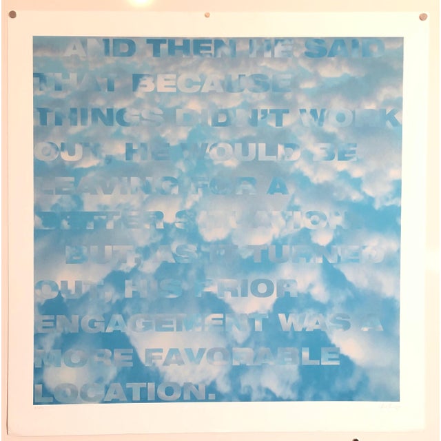 1990s Fred Fehlau, Large Sky Blue Color Iris Print Text Based Conceptual Muse X LA Artist 1 of 2 B, 1991 For Sale - Image 5 of 5
