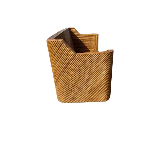 Mid 20th Century Vintage Coastal Split Reed Chevron Patterned Sofa For Sale - Image 5 of 5