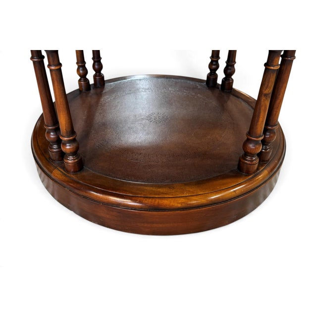 Theodore Alexander 3-Tier Leather & Wood Side Table For Sale - Image 12 of 13
