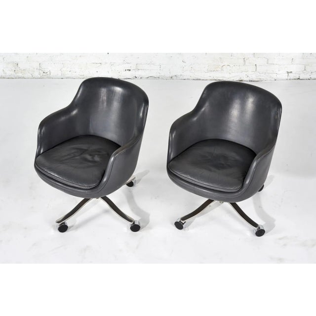 Nicos Zographos Gray Leather Office/Desk Chairs, 1980 For Sale - Image 4 of 13