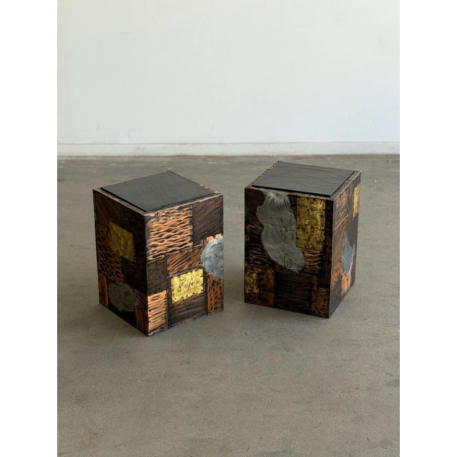Pair of Paul Evans Side Tables With Original Slate Tops Circa 1960s For Sale - Image 4 of 12