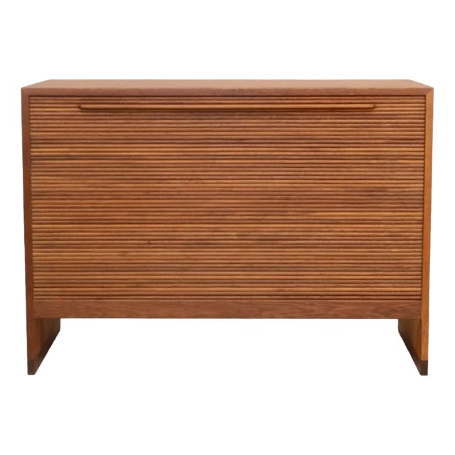 Mid-Century Danish Oak Tambour Cabinet by Hans J. Wegner for Ry Møbler, 1950s For Sale