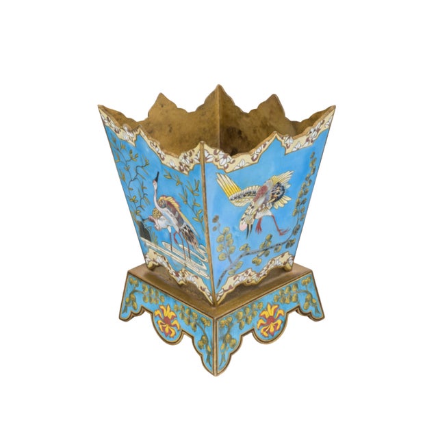 Chinese Pair of Antique Chinese Cloisonne Jardenieres For Sale - Image 3 of 4