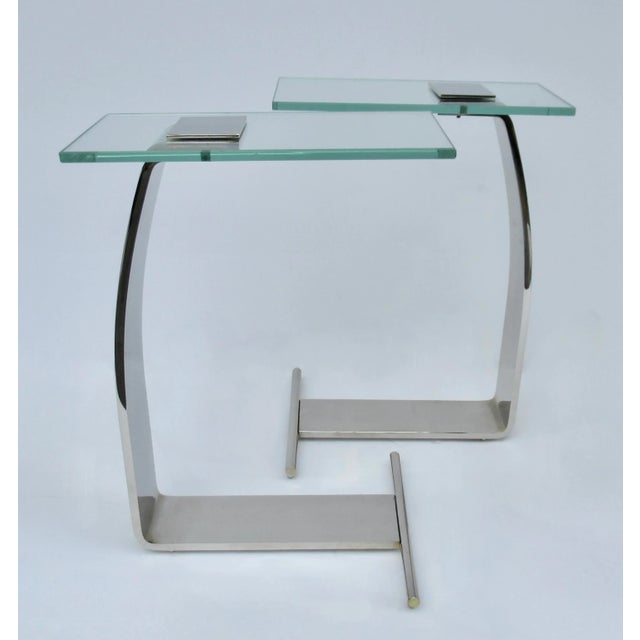 Metal C.1970's - C.1980's Design Institute of America "D. I. A."- Polished Nickel Over Steel & Glass Cigarette, Accent Tables -Pair For Sale - Image 7 of 12
