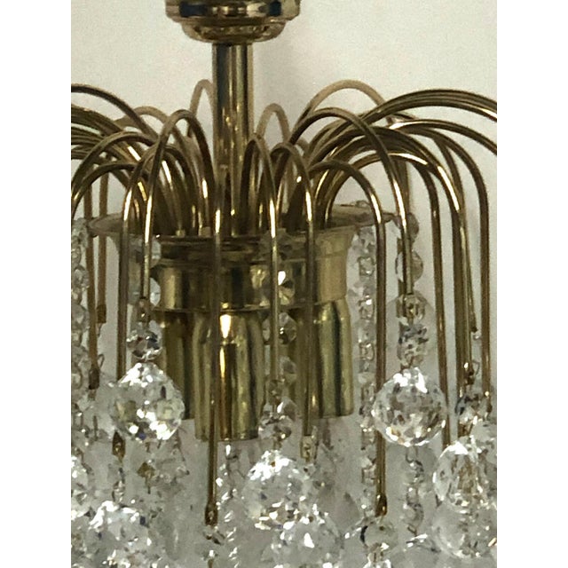 1970s Gold-Plated Metal Lead Crystal Ball Three-Light Chandelier, 1970s For Sale - Image 5 of 11
