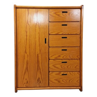 Small Wardrobe with Drawers and Hanging Rail in Pine, 1970s For Sale