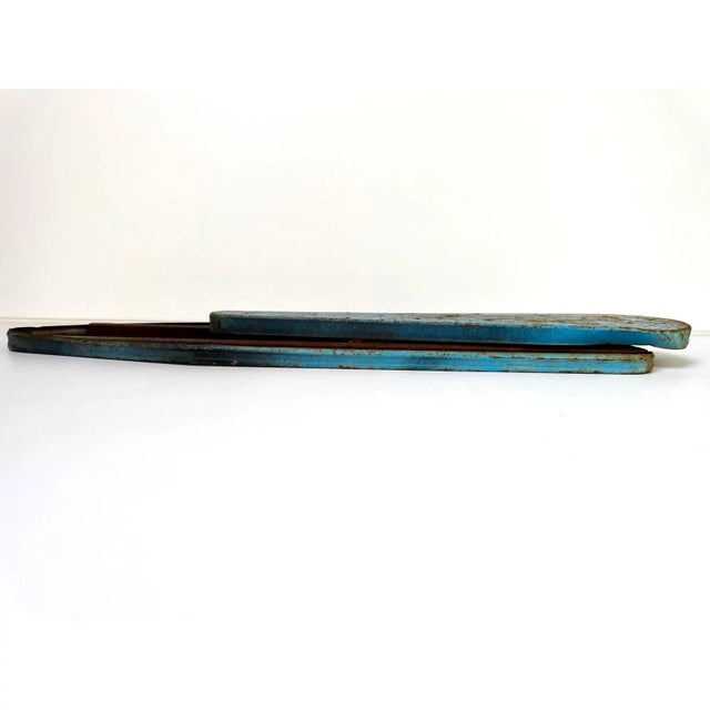 1940's Industrial Folding Ironing Board, Blue Painted Steel For Sale - Image 12 of 14