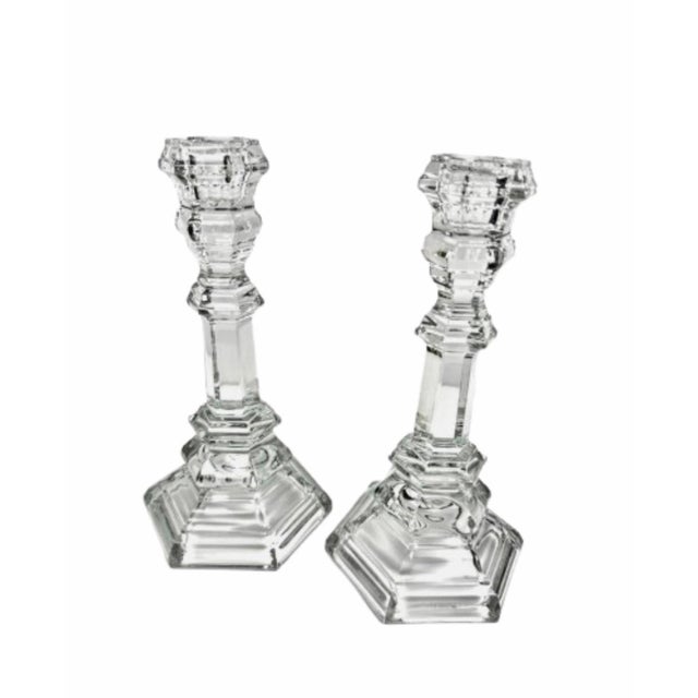 American Tiffany & Co. Crystal Candlestick Acid Etched Mark - A Pair For Sale - Image 3 of 9