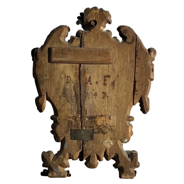 Queen Anne 18th Century Pair of Antique Dutch Embossed Brass Repousse Wall Mirrors, Dated 1747 For Sale - Image 3 of 9