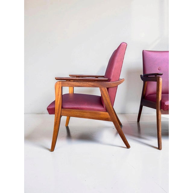 Red Vintage Lounge Chairs in Teak, 1960s, Set of 2 For Sale - Image 9 of 13