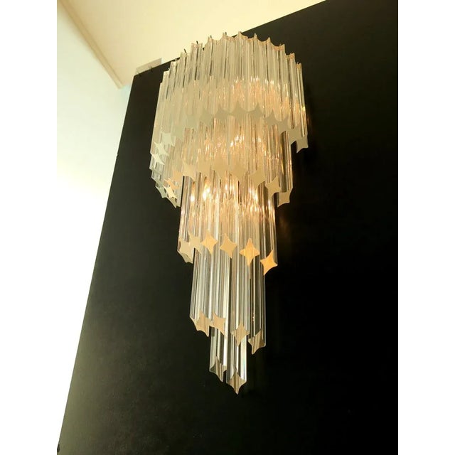 1980s Large Italian Murano Glass Wall Sconces, 1985, Set of 2 For Sale - Image 5 of 14